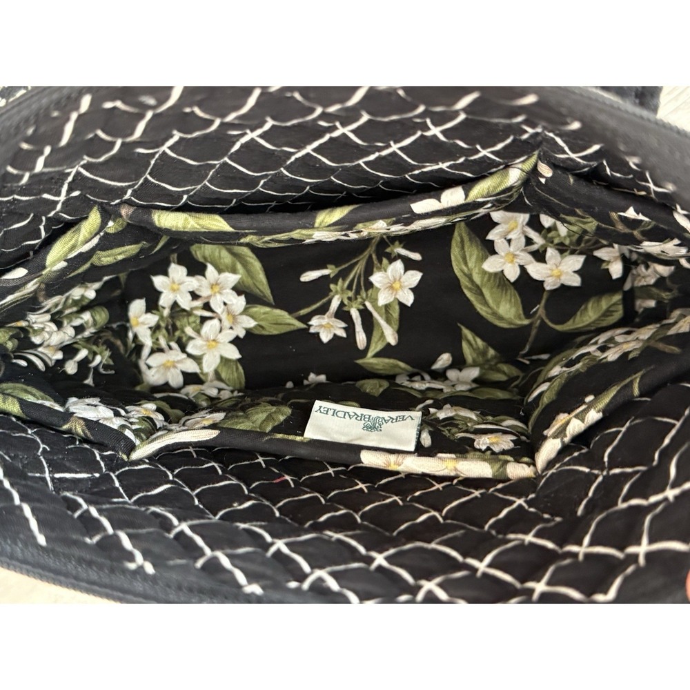 Retired Vera Bradley Black Jasmine Floral Quilted Medium Tote & Makeup Bag EUC - Picture 9 of 16